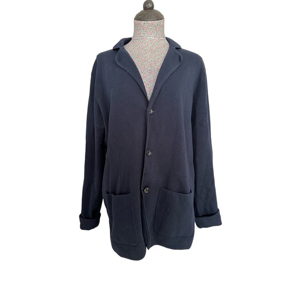 Uniqlo Navy Blue Cotton Blend 3 Button Cardigan Sweater Size Medium - Picture 1 of 6